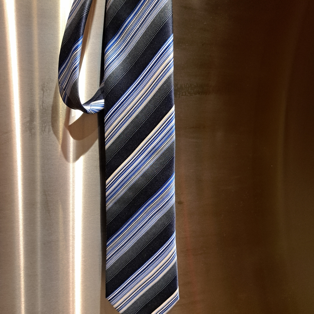 Brioni Black and Blue Striped Tie